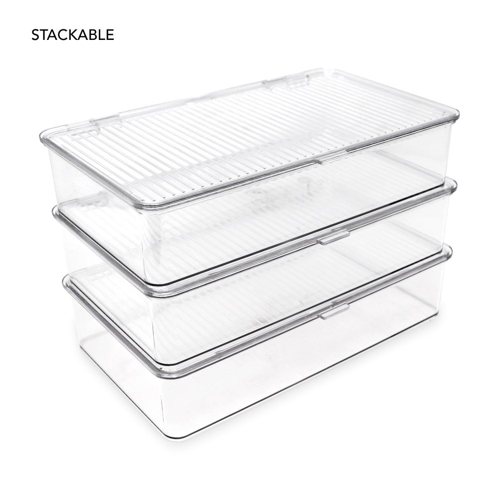 Stacking Lidded Fridge Storage Box - Small - Clear