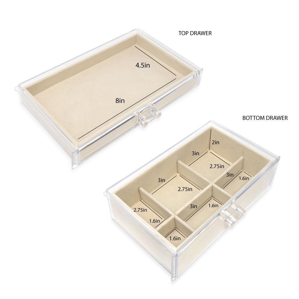 Cecilia Tech 9.5 Clear Stackable 2-Drawer Jewelry Box
