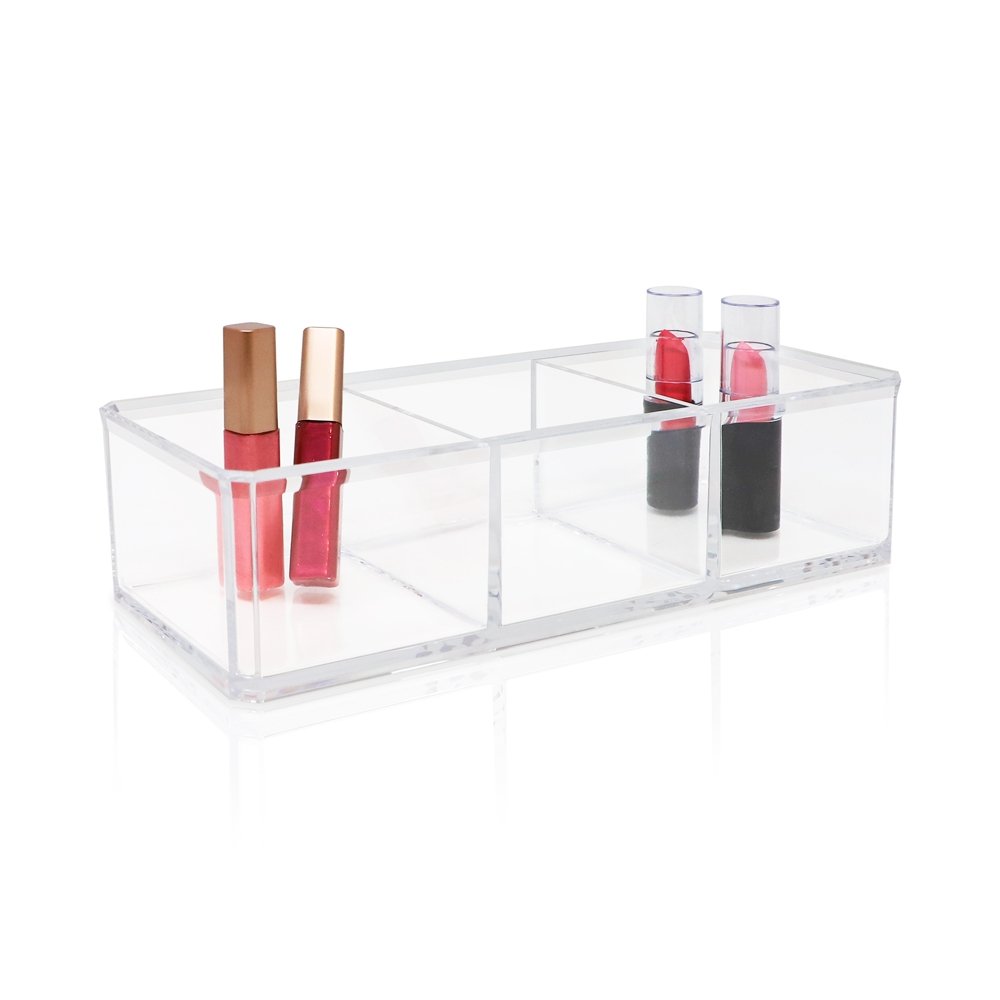Isaac Jacobs Clear Acrylic 3 Section Drawer Organizer and Storage Solution  