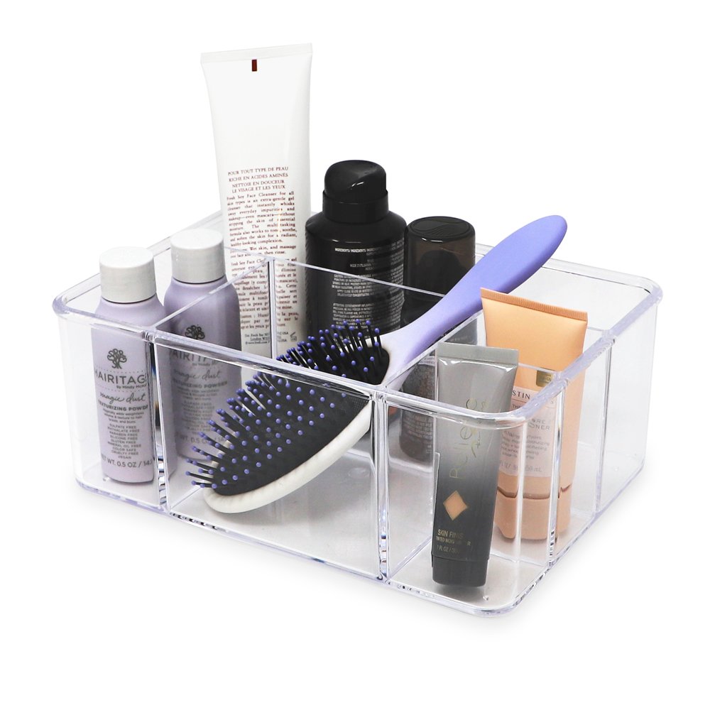 Simplify 2 Compartment Cosmetic Brush Holder in Grey, Gray