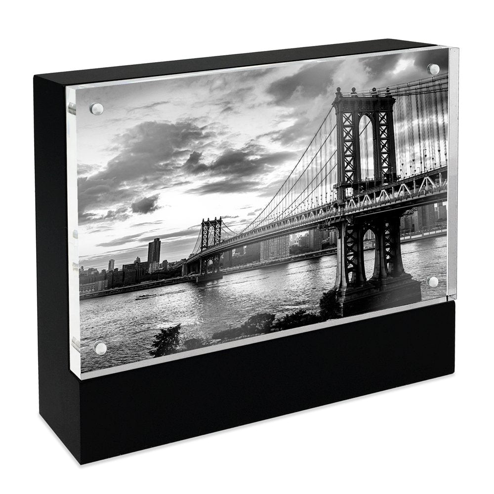 Isaac Jacobs Wood Block Acrylic Picture Frame, Magnetic Photo