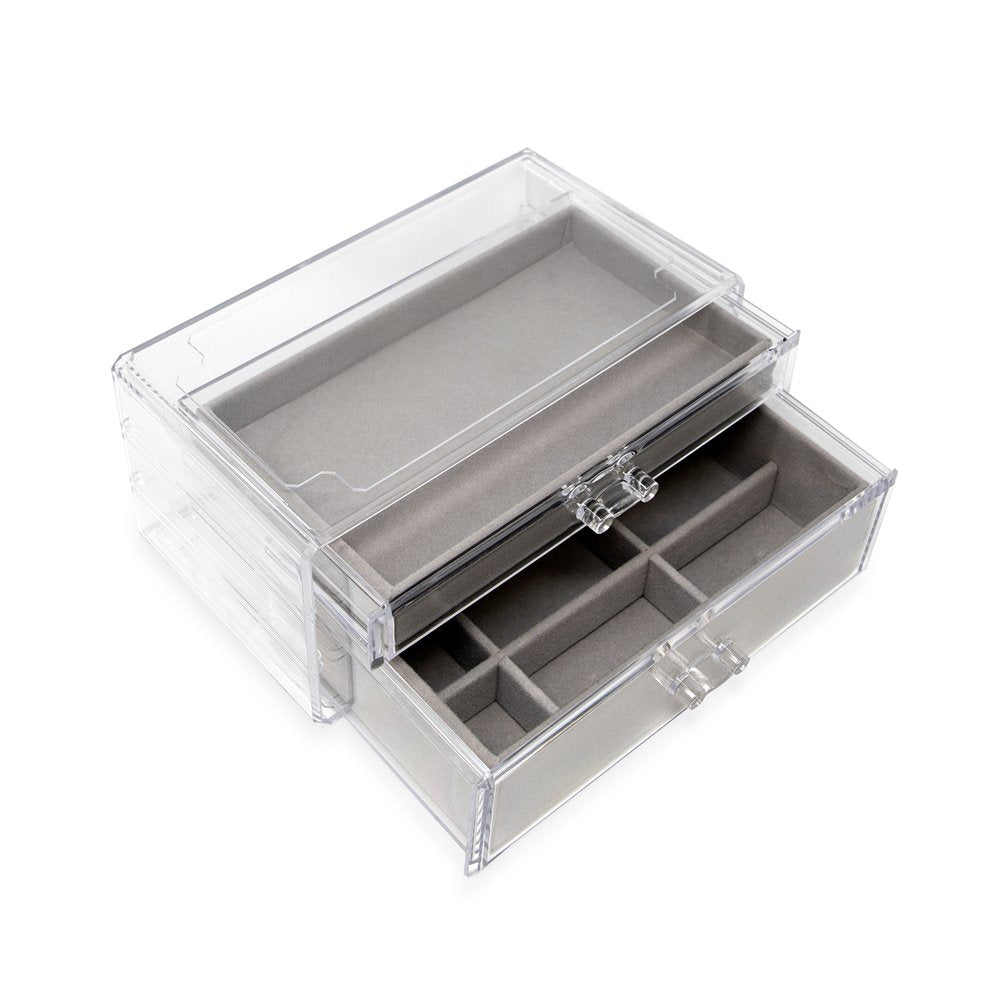  UTENEW 2 Pack Plastic Clear Jewelry Boxes Organizers