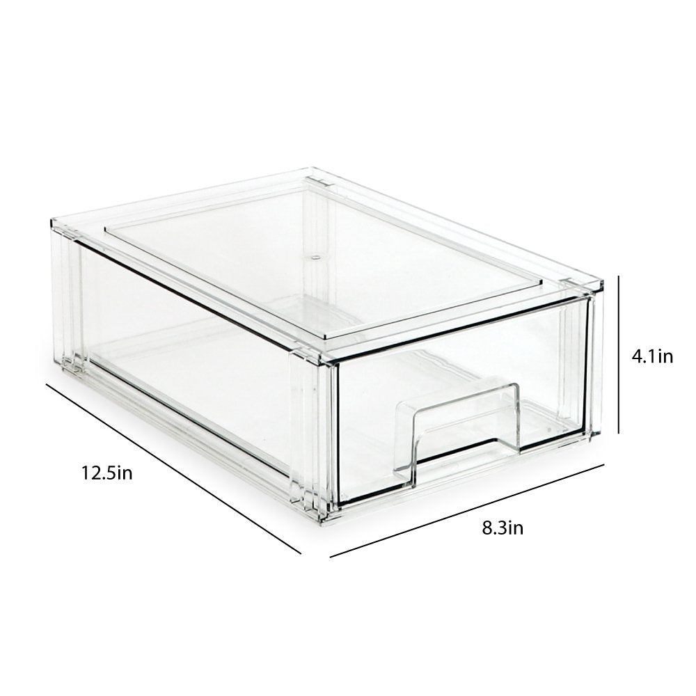 Isaac Jacobs 2-Pack Extra-Large Clear Storage Bins 11.5 L x 14 W x 9 H W/Cutout Handles, Plastic Organizer for Home, for Kitchen, Fridge, Pantry, BPA