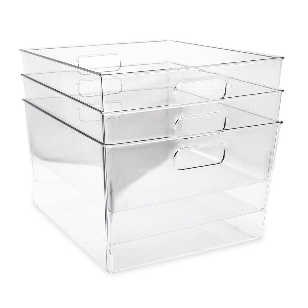 3-Compartment Clear Bin Organizer - Clear