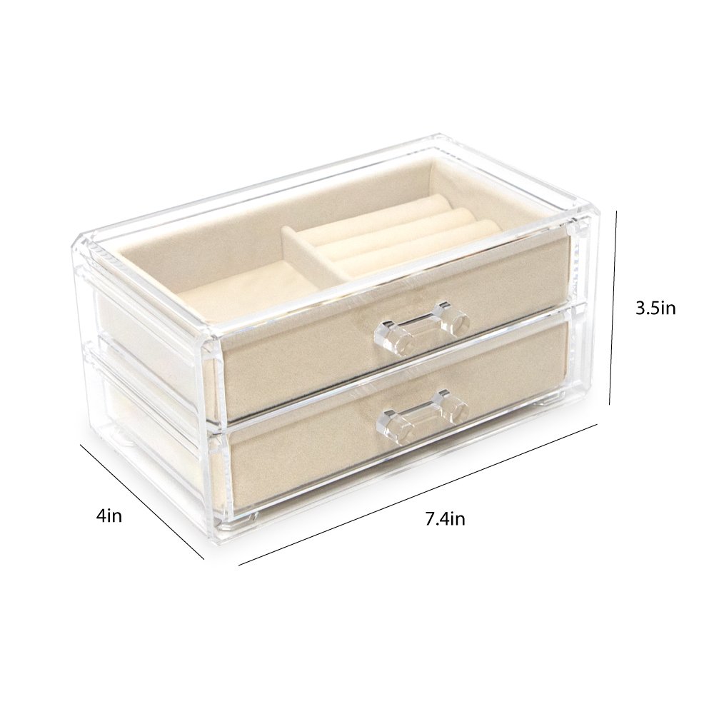 Isaac Jacobs Clear Acrylic 3-Drawer Stackable Jewelry Organizer