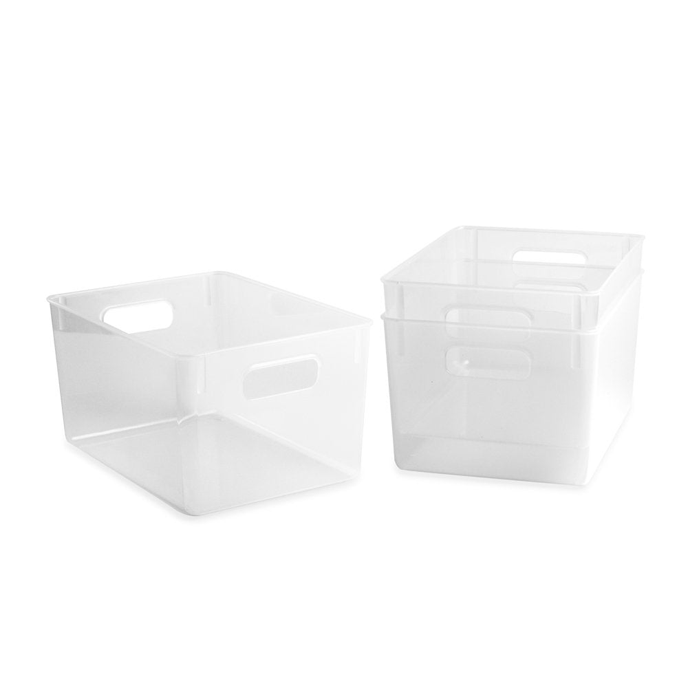 Isaac Jacobs Clear Storage Bins w/Cutout Handles, Plastic
