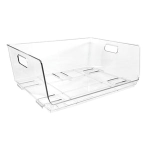 Isaac Jacobs 2-Piece Stackable Clear Storage Bins w/Open Front, Versatile Use, Set of 2, Desk, Office, Bathroom, Bedroom, Closet