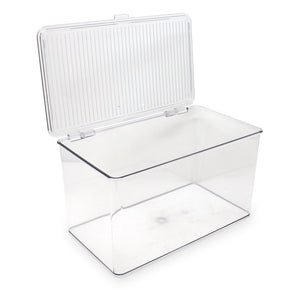 mDesign Plastic Stackable Kitchen Food Storage Box, Hinged Lid