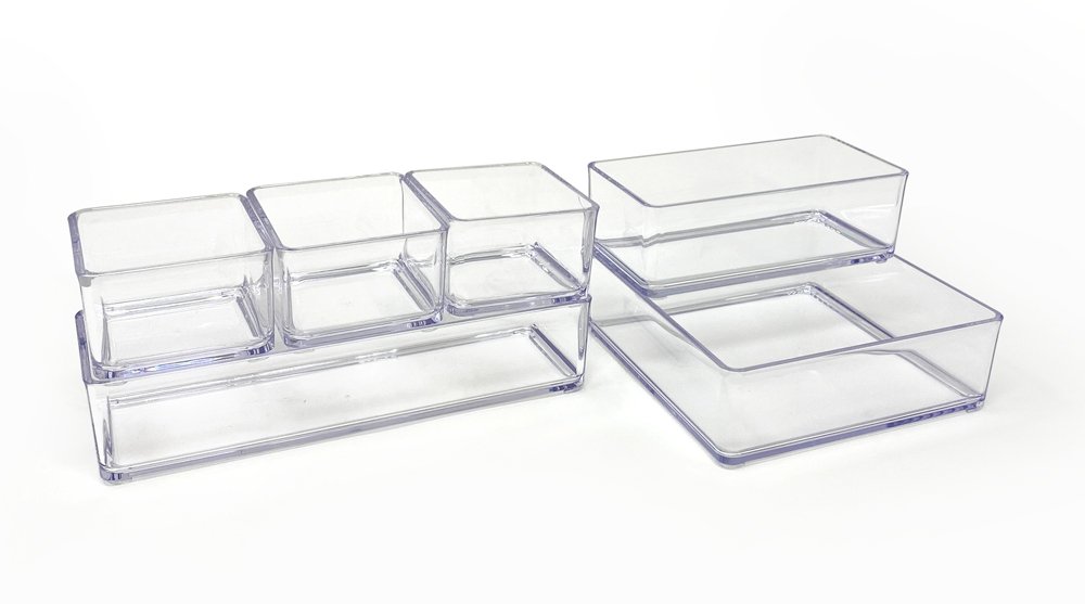 Isaac Jacobs 3-Compartment Clear Acrylic Rectangular Stackable