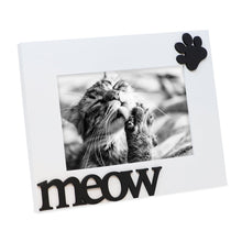 Isaac Jacobs Wood Sentiments Cat “Meow” Picture Frame, Photo Gift for Pet Cat, Kitten, Display on Tabletop, Desk