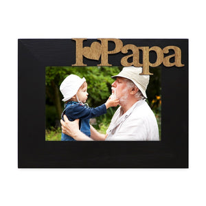 Isaac Jacobs Wood Sentiments “I Love Papa” / I Heart Papa Picture Frame, Photo Gift for Papa, Grandpa, Family, Display on Tabletop, Desk