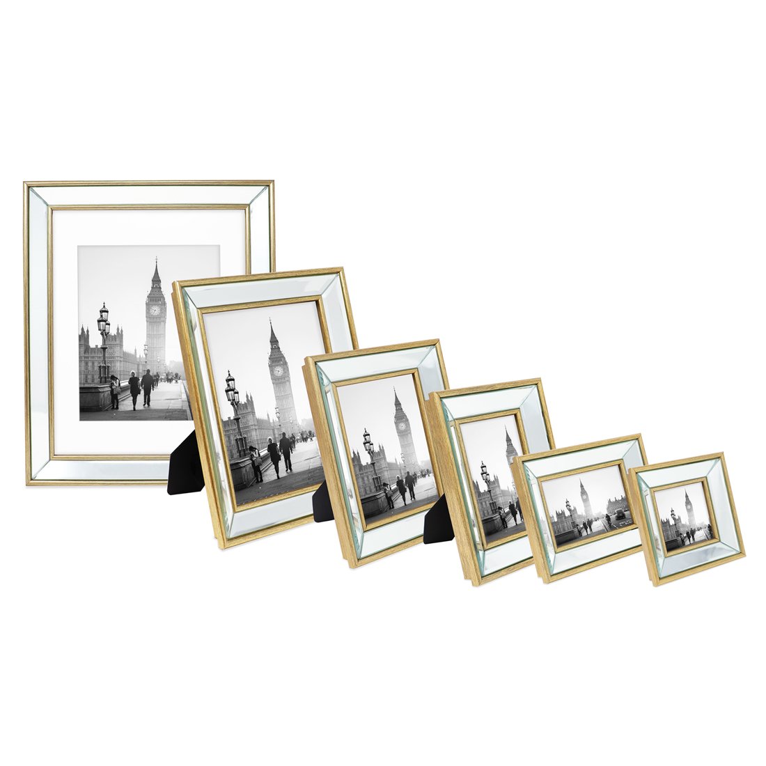 Isaac Jacobs 11x14 (8x10 Mat) Champagne Mirror Bead Picture Frame - Classic  Mirrored Frame with Dotted Border Made for Wall Display, Photo Gallery and