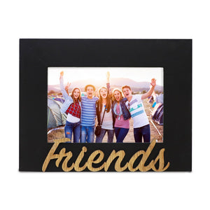 Isaac Jacobs Wood Sentiments “Friends” Picture Frame, Photo Gift for Friend, Display on Tabletop, Desk