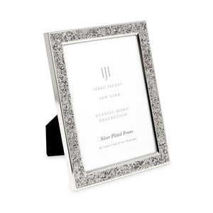 Isaac Jacobs Metal Glitter (Vertical & Horizontal) Picture Frame, with Black Fabric Easel, Wall-Mountable, Made for Tabletop, Counterspace, Shelf and Desk