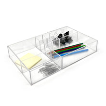 Isaac Jacobs 8-Compartment Clear Acrylic Drawer Organizer (13" L x 8.1" W x 2.3" H), Multi-Sectional Tray & Storage Solution for Makeup, School & Office Supplies, Bathroom, Kitchen