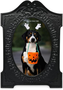 Isaac Jacobs 4x6 Tombstone-Shaped Halloween Picture Frame, Photo Tabletop & Wall Display Hanging Display & Home Décor