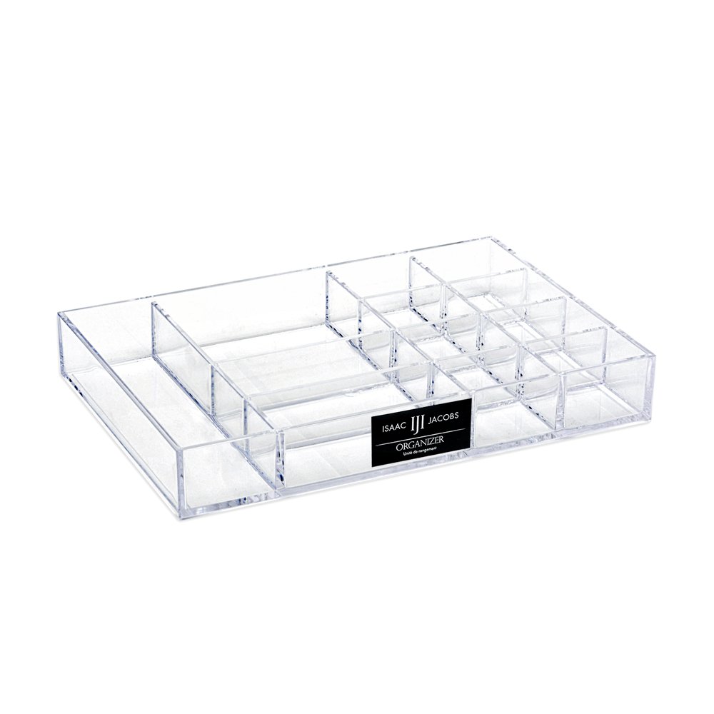 Isaac Jacobs 6-Tray Clear Acrylic Organizer Set, (Six Individual Trays),  Multi-Purpose, Stackable Storage Solution for Makeup, Crafts, Desk, School