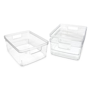 Isaac Jacobs 5-Pack Small Clear Plastic Storage Bins, Fridge
