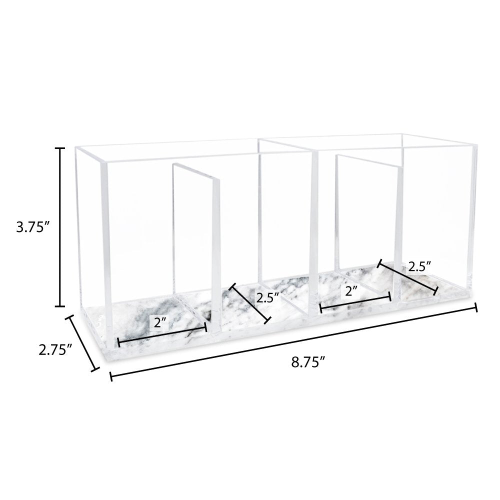 Isaac Jacobs 4-Compartment Clear Acrylic Organizer- Makeup Brush