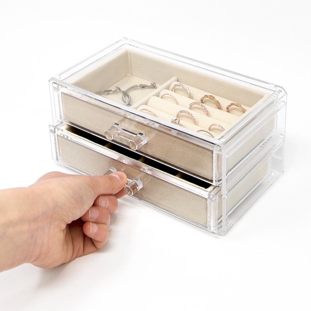 Acrylic Velvet Jewelry Storage Box, Stackable Display Storage